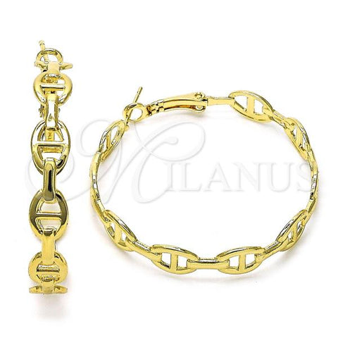 Oro Laminado Medium Hoop, Gold Filled Style Puff Mariner Design, Polished, Golden Finish, 02.196.0115.1.40
