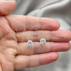 Sterling Silver Stud Earring, with White Cubic Zirconia, Polished, Silver Finish, 02.401.0054.07