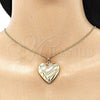 Oro Laminado Locket Pendant, Gold Filled Style Heart Design, Polished, Golden Finish, 05.117.0026