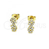 Oro Laminado Stud Earring, Gold Filled Style Infinite Design, with White Micro Pave, Polished, Golden Finish, 02.102.0063