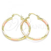Oro Laminado Medium Hoop, Gold Filled Style Diamond Cutting Finish, Tricolor, 02.213.0257.40