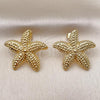 Oro Laminado Stud Earring, Gold Filled Style Star Design, Polished, Golden Finish, 02.282.0065