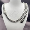 Stainless Steel Necklace and Bracelet, Miami Cuban Design, Polished, Steel Finish, 06.116.0039
