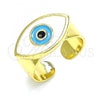 Oro Laminado Elegant Ring, Gold Filled Style Evil Eye Design, White Enamel Finish, Golden Finish, 01.313.0006 (One size fits all)