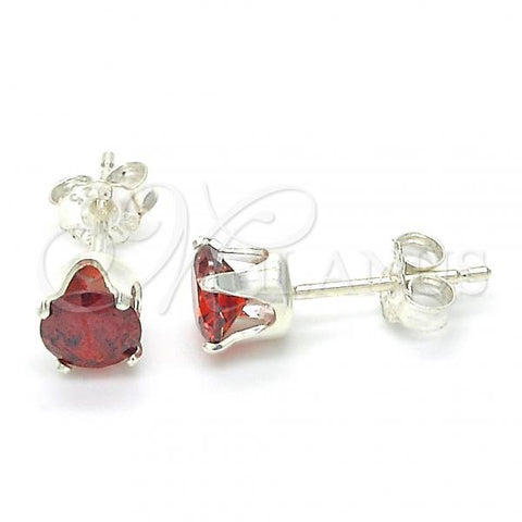 Sterling Silver Stud Earring, with Garnet Cubic Zirconia, Polished,, 02.63.2606.1