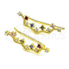 Oro Laminado Earcuff Earring, Gold Filled Style with Multicolor Cubic Zirconia, Polished, Golden Finish, 02.210.0725.1