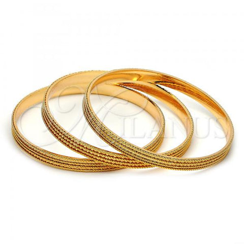 Gold Plated Trio Bangle, Diamond Cutting Finish, Golden Finish, 03.53.0001.05 (03 MM Thickness, Size 5 - 2.50 Diameter)