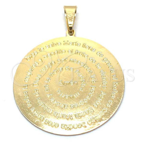 Oro Laminado Religious Pendant, Gold Filled Style Prayer Design, Polished, Golden Finish, 05.32.0073