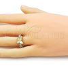 Oro Laminado Multi Stone Ring, Gold Filled Style Butterfly Design, with White Cubic Zirconia, Polished, Golden Finish, 01.341.0144.1