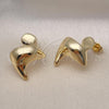 Oro Laminado Stud Earring, Gold Filled Style Chunky Design, Polished, Golden Finish, 02.163.0323