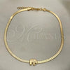 Oro Laminado Basic Anklet, Gold Filled Style Elephant and Herringbone Design, Polished, Golden Finish, 03.02.0096.10