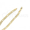 Oro Laminado Basic Necklace, Gold Filled Style Pave Figaro Design, Diamond Cutting Finish, Golden Finish, 5.223.034.20