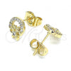 Oro Laminado Stud Earring, Gold Filled Style Love and Bow Design, with White Micro Pave, Polished, Golden Finish, 02.210.0466
