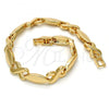 Oro Laminado Fancy Bracelet, Gold Filled Style Hugs and Kisses Design, Polished, Golden Finish, 03.210.0037.08