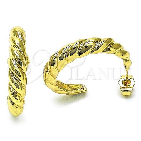 Oro Laminado Small Hoop, Gold Filled Style Chunky Design, Diamond Cutting Finish, Golden Finish, 02.195.0177.30