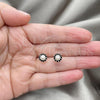 Sterling Silver Stud Earring, Flower Design, with Black Crystal, Polished, Silver Finish, 02.406.0018.01