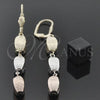 Oro Laminado Long Earring, Gold Filled Style Diamond Cutting Finish, Tricolor, 5.095.016