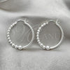 Sterling Silver Medium Hoop, Ball Design, Polished, Silver Finish, 02.399.0022.30