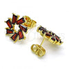 Oro Laminado Stud Earring, Gold Filled Style with Garnet Cubic Zirconia, Polished, Golden Finish, 02.210.0749.3