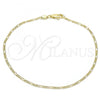 Oro Laminado Basic Anklet, Gold Filled Style Figaro Design, Polished, Golden Finish, 04.213.0238.10