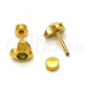 Stainless Steel Stud Earring, Heart Design, with Dark Peridot Crystal, Polished, Golden Finish, 02.271.0004.9
