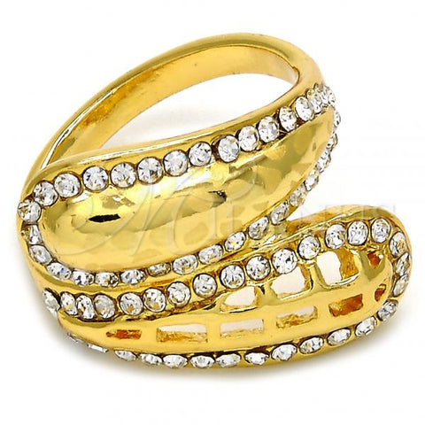 Oro Laminado Multi Stone Ring, Gold Filled Style with White Crystal, Polished, Golden Finish, 01.241.0022.09 (Size 9)