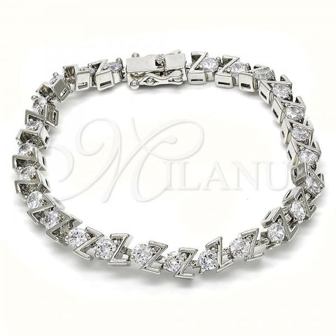 Rhodium Plated Tennis Bracelet, with White Cubic Zirconia, Polished, Rhodium Finish, 03.210.0078.4.08