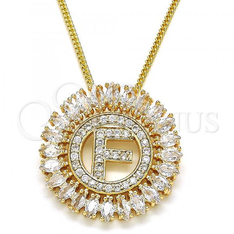 Oro Laminado Pendant Necklace, Gold Filled Style Initials Design, with White Cubic Zirconia, Polished, Golden Finish, 04.210.0011.20