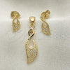 Oro Laminado Earring and Pendant Adult Set, Gold Filled Style with  Micro Pave, Golden Finish, 10.156.0014