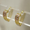 Oro Laminado Huggie Hoop, Gold Filled Style Heart Design, Polished, Tricolor, 02.26.0300