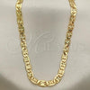 Oro Laminado Basic Necklace, Gold Filled Style Mariner Design, Diamond Cutting Finish, Golden Finish, 04.319.0010.1.24