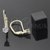 Oro Laminado Leverback Earring, Gold Filled Style with Lavender Cubic Zirconia, Polished, Golden Finish, 5.128.097