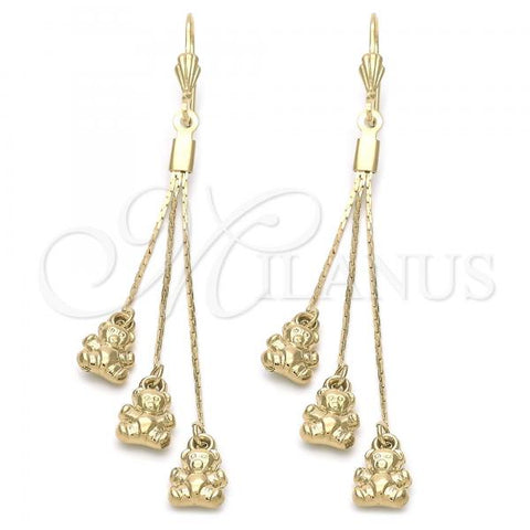 Oro Laminado Long Earring, Gold Filled Style Teardrop Design, Golden Finish, 5.086.014
