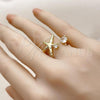 Oro Laminado Multi Stone Ring, Gold Filled Style Star Design, with White Cubic Zirconia, Polished, Golden Finish, 01.341.0174