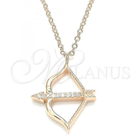 Sterling Silver Pendant Necklace, with White Cubic Zirconia, Polished, Rose Gold Finish, 04.336.0060.1.16