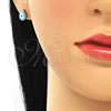 Sterling Silver Stud Earring, Teardrop Design, Turquoise Enamel Finish, Rose Gold Finish, 02.336.0119.2