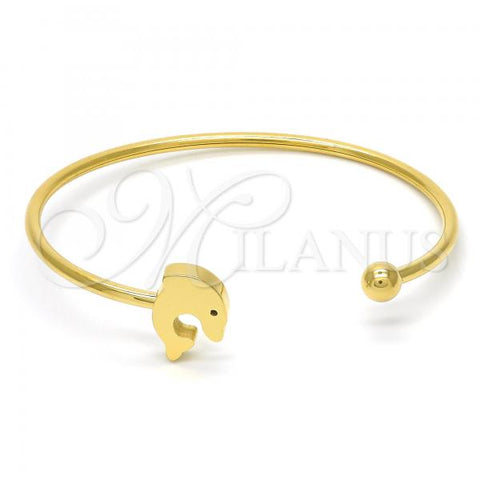 Stainless Steel Individual Bangle, Dolphin Design, Polished, Golden Finish, 07.265.0009 (03 MM Thickness, One size fits all)