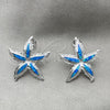 Sterling Silver Stud Earring, Star Design, with Bermuda Blue Opal, Polished, Silver Finish, 02.391.0012
