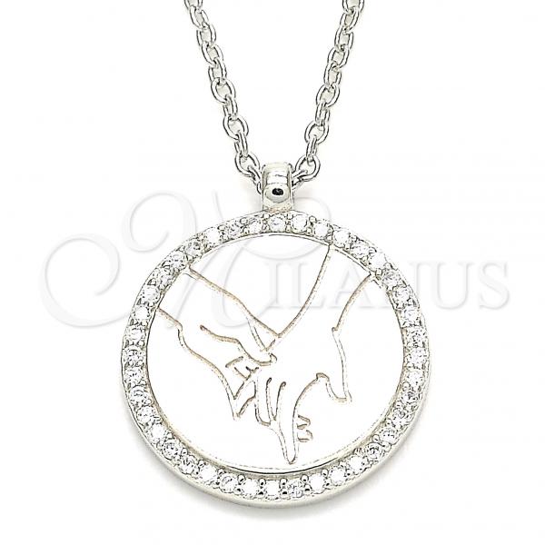 Sterling Silver Pendant Necklace, with White Cubic Zirconia, Polished, Rhodium Finish, 04.336.0209.16