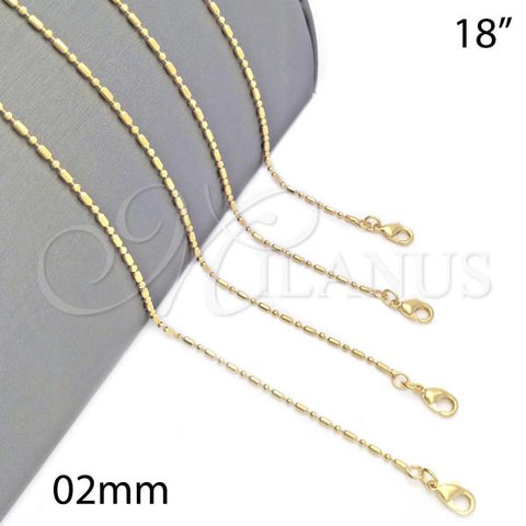 Oro Laminado Basic Necklace, Gold Filled Style Ball Design, Golden Finish, 04.09.0171.18