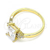 Oro Laminado Multi Stone Ring, Gold Filled Style with White Cubic Zirconia, Polished, Golden Finish, 01.210.0119.5.08