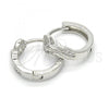 Sterling Silver Huggie Hoop, with White Micro Pave, Polished, Rhodium Finish, 02.175.0166.15