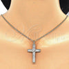 Oro Laminado Pendant Necklace, Gold Filled Style Cross Design, with White Cubic Zirconia, Polished, Golden Finish, 04.210.0031.18