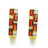 Oro Laminado Huggie Hoop, Gold Filled Style with Garnet and White Cubic Zirconia, Polished, Golden Finish, 02.210.0731.15
