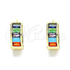 Oro Laminado Huggie Hoop, Gold Filled Style with Multicolor Cubic Zirconia, Polished, Golden Finish, 02.210.0657.1.15