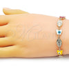 Oro Laminado Fancy Bracelet, Gold Filled Style Virgen Maria and Butterfly Design, Multicolor Enamel Finish, Golden Finish, 03.213.0223.2.07