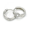 Sterling Silver Huggie Hoop, with White Micro Pave, Polished, Rhodium Finish, 02.175.0149.15