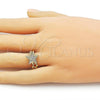 Oro Laminado Multi Stone Ring, Gold Filled Style Star Design, with White Micro Pave, Polished, Golden Finish, 01.310.0039