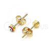 Oro Laminado Stud Earring, Gold Filled Style Evil Eye Design, Red Enamel Finish, Golden Finish, 02.213.0186.1 *PROMO*