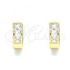 Oro Laminado Huggie Hoop, Gold Filled Style with White Cubic Zirconia, Polished, Golden Finish, 02.210.0638.12